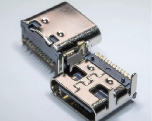 TYPE-C16PIN板上有柱无弹四脚插板壳脚长2.0MM