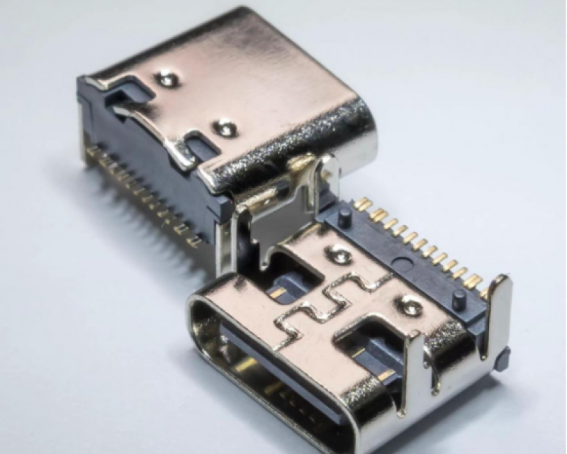 TYPE-C16PIN板上有柱无弹四脚插板壳脚长2.0MM