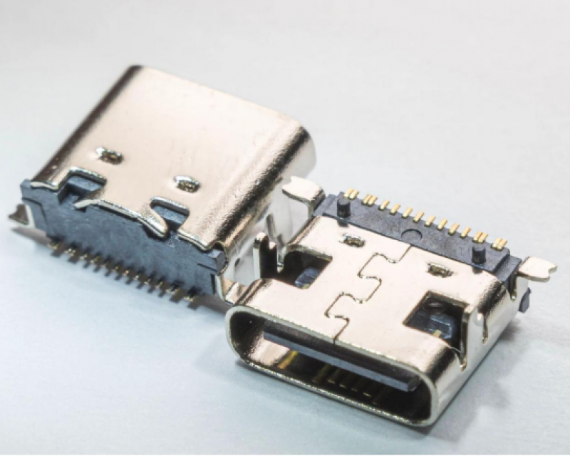 TYPE-C16PIN无弹有柱前插后贴四脚插板