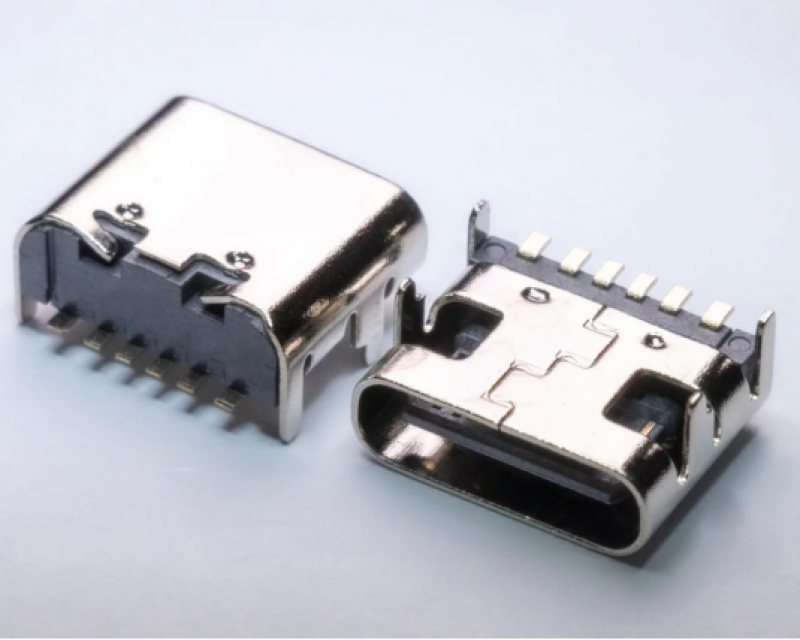 TYPE-C6PIN无弹无柱四脚插板